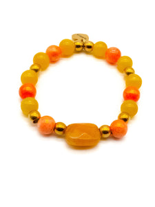 Bracelet  Jade Jaune/Orange Doré