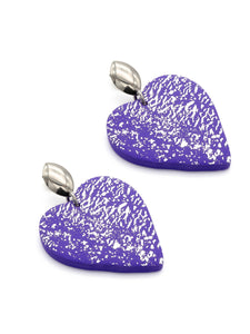 Boucles d'Oreilles Coeur Violettes