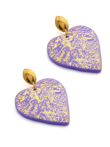 Boucles d'Oreilles Coeur Violettes