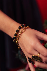 Bracelet Jade Noir Doré
