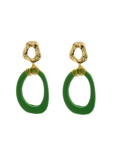 Boucles d'Oreilles Ovale Kaki