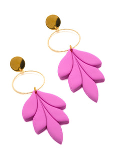 Boucles d'Oreilles Feuille Rose