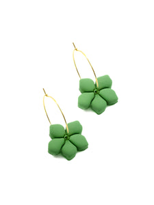 Boucles d'Oreilles Créoles Fleurs Kaki