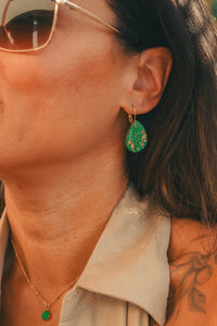 Boucles d'Oreilles Goutte Vert Forêt