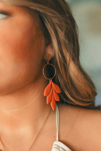 Boucles d'Oreilles Feuille Terre Rouge