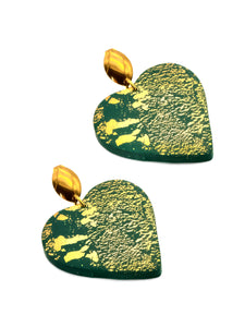 Boucles d'Oreilles Coeur Vert Sapin