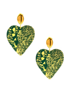Boucles d'Oreilles Coeur Vert Sapin